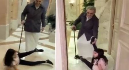 فيديو .. الوليد بن طلال يجر حفيدته على الأرض